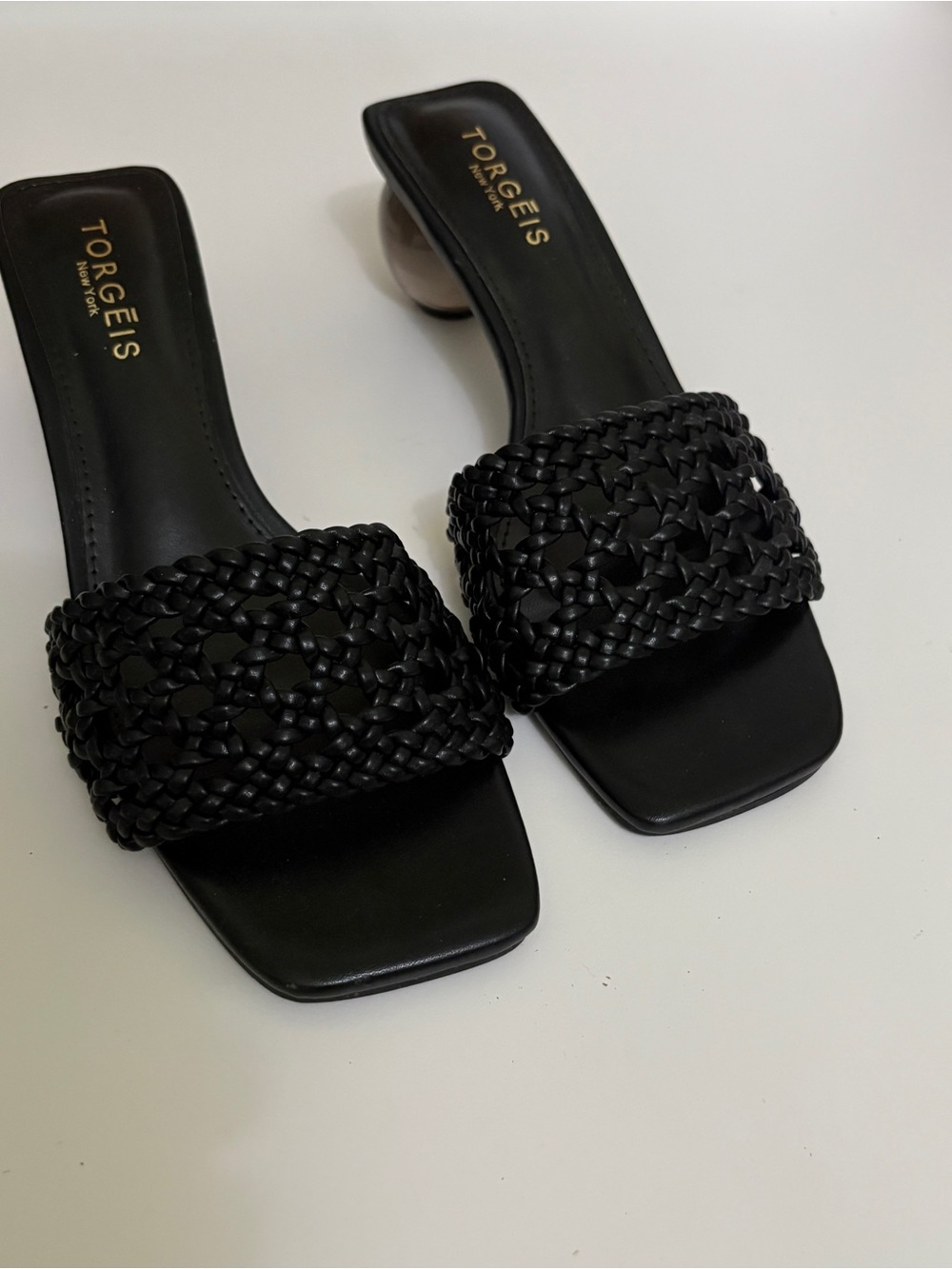 Torgeis Black Braided Slide Sandals